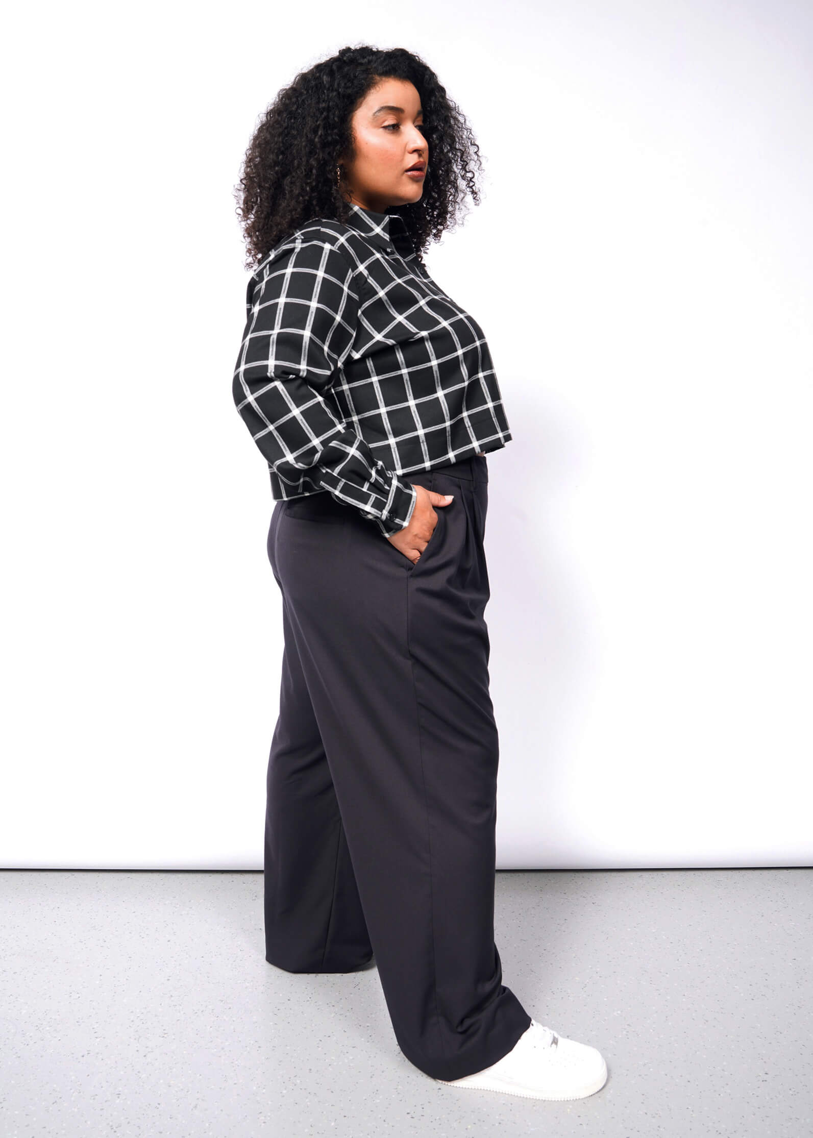 The Essential Flannel Long Sleeve Cropped Button Up