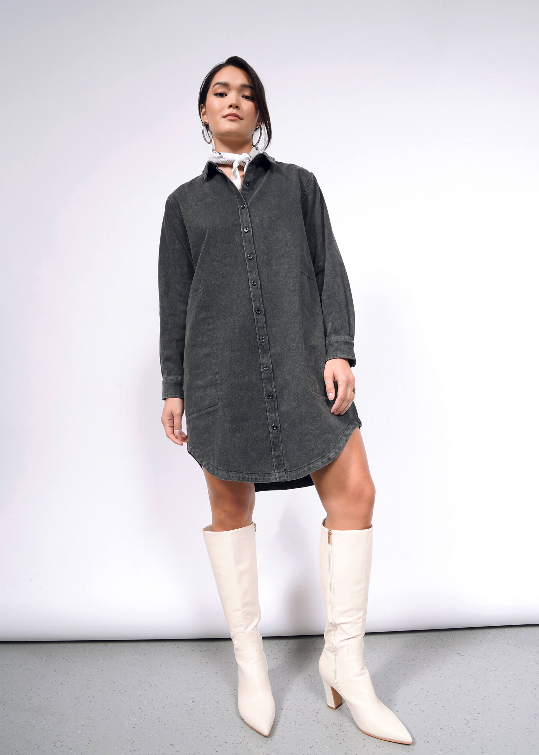 The Essential Denim Long Sleeve Shirt Dress