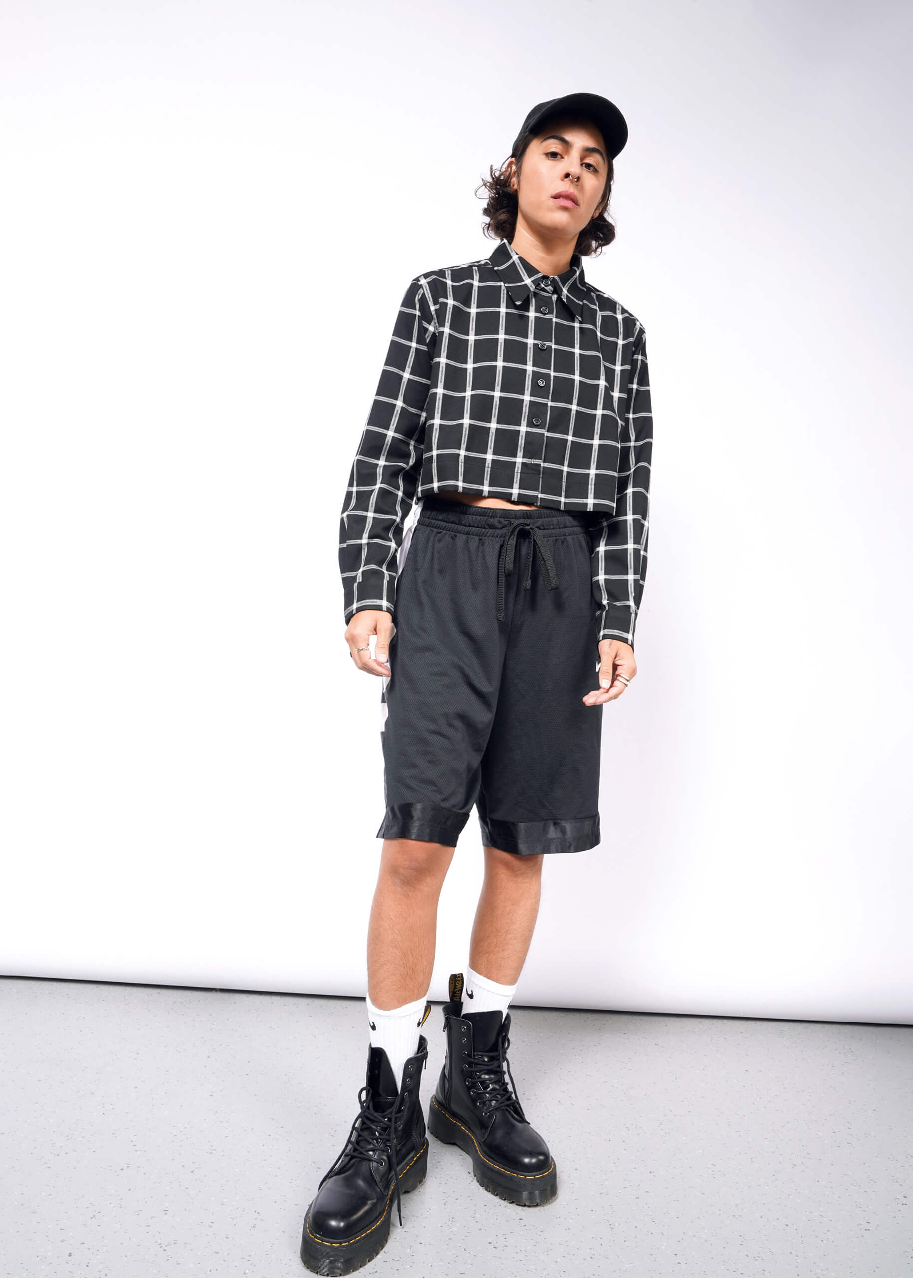 The Essential Flannel Long Sleeve Cropped Button Up