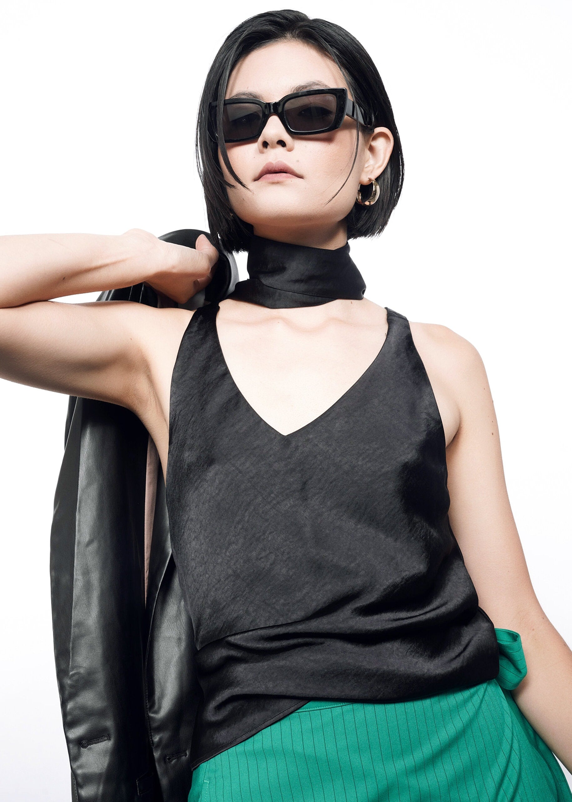Buy Friends Like These Black Strappy Sleeveless Satin Cami Top from Next USA