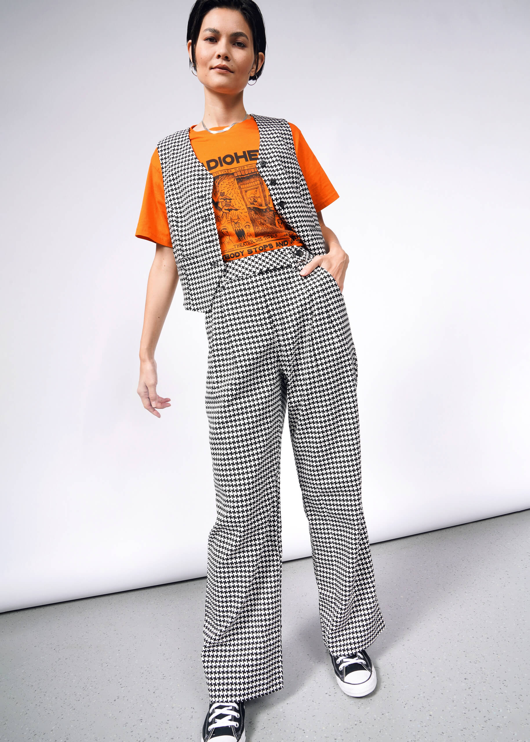 The Empower Houndstooth Wide Leg Trouser