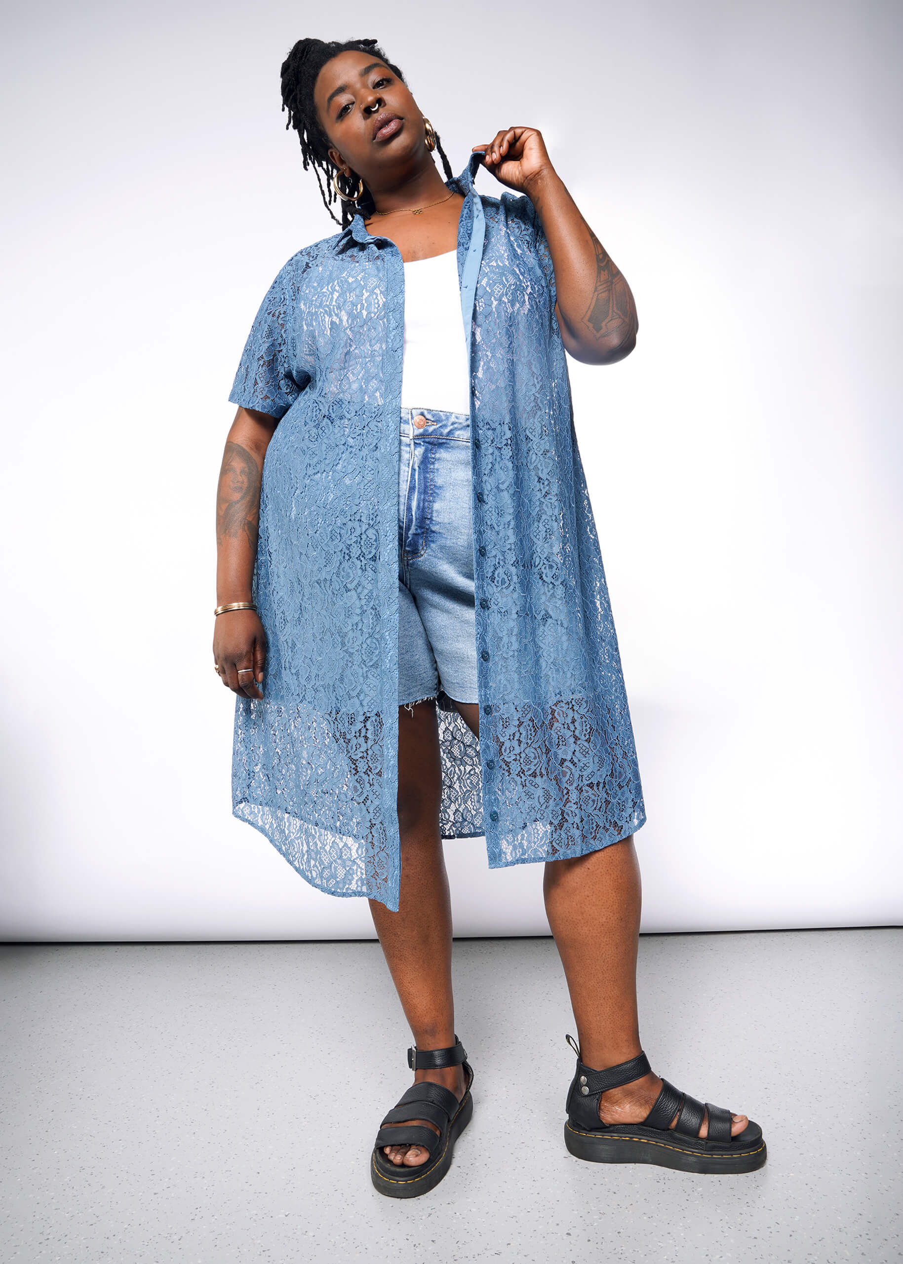 The Empower Lace Shirt Dress