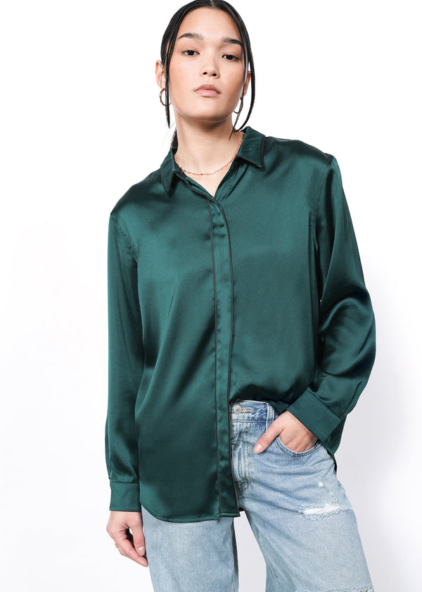 The Empower Satin Long Sleeve Button Up - Wildfang