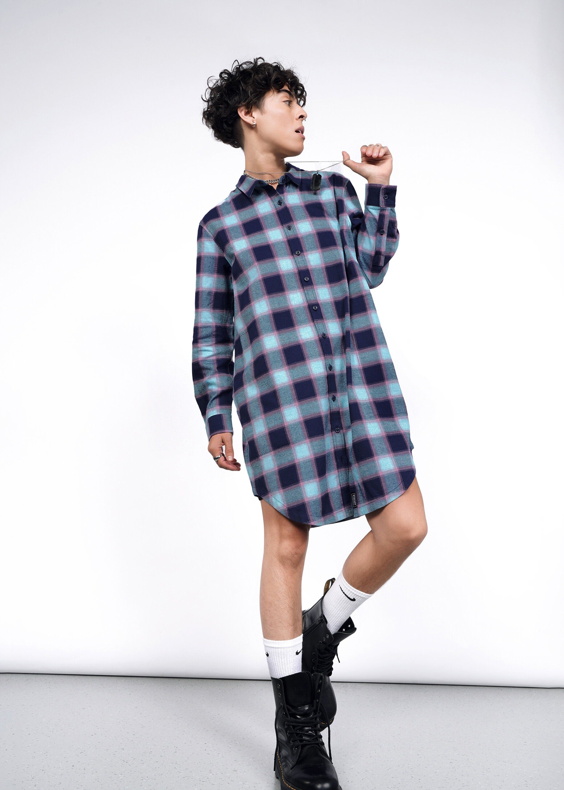 Black and white outlet flannel dress